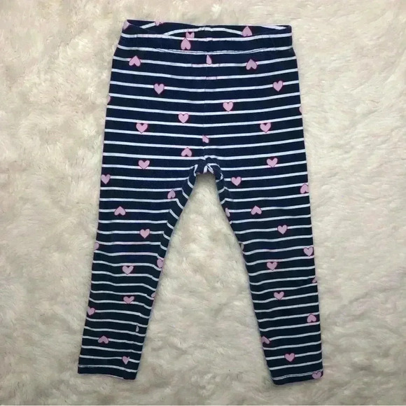 Kids  Headquarters Sweatpants Stripes / Hearts Blue/White/Pink Size 3T - Picture 1 of 16